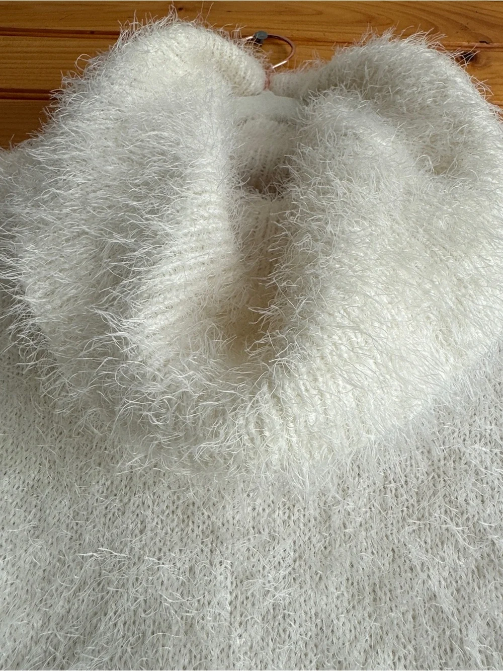 Pink Rose Eyelash Turtleneck Sweater M Fuzzy Cozy Soft Cream Plush